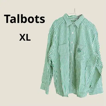 Talbots 그린과 화이트 스트라이프 긴팔 셔츠