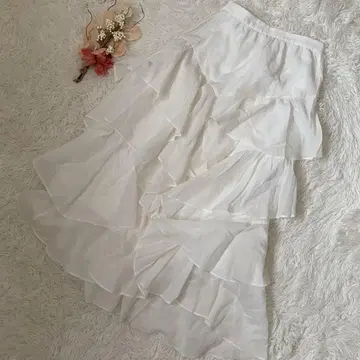 JUSGLITTY 화이트 플레어 캉캉 스커트 ( S ) 허리밴딩 있음
