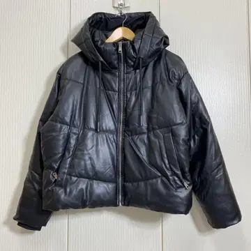 ZARA 자라 인조 가죽 퍼프 자켓 다운 자켓 후드 부착