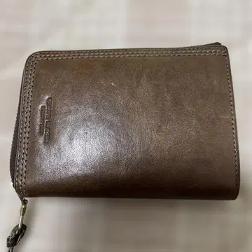 브라운 가죽 접이식 지갑