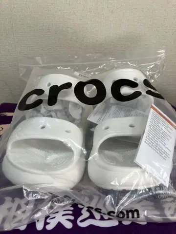 새상품 crocs 화이트 사보 클로그 샌들