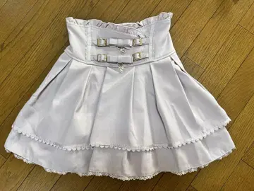 LIZLISA 2단 리본 벨트 치마바지 스커트 핑크