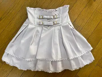 LIZLISA 2단 리본 벨트 치마바지 스커트 핑크