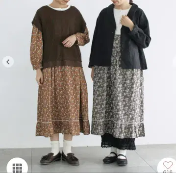 [WEB 한정판] 가슴 배색 꽃무늬 원피스