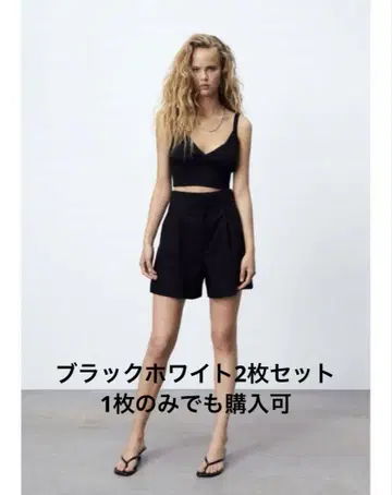 ZARA 린넨 숏팬츠 블랙 화이트 2개 세트