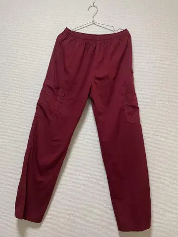와인 레드 버건디 카고 팬츠 허리밴딩