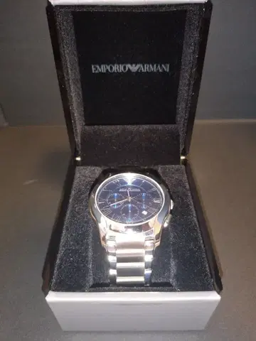 EMPORIO ARMANI 아르마니 크로노그래프 손목시계 실버 남성용