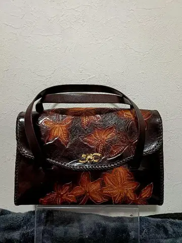 가죽 크라프트 카빙 엠보 천연 가죽 백 핸드백 꽃무늬 가죽