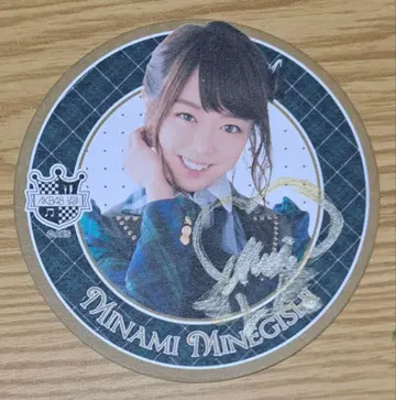 AKB48 미네기시 미나미 친필 사인 코스터 CAFE&SHOP
