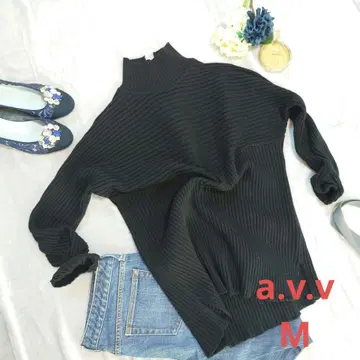 a.v.v 하이넥 니트 ( M ) 블랙/주식회사 이토킨/세로 가로 골