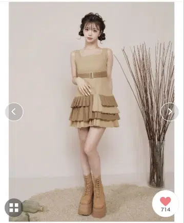 Darich 언더 벨트 플리츠 미니 원피스