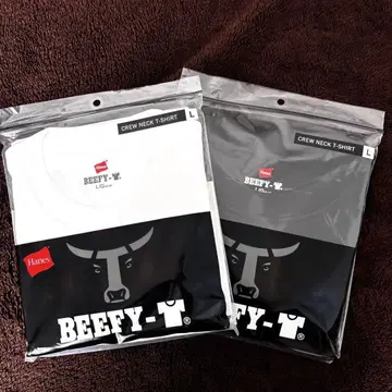Hanes BEEFY-T 티셔츠 화이트 블랙 2장 세트 L 사이즈