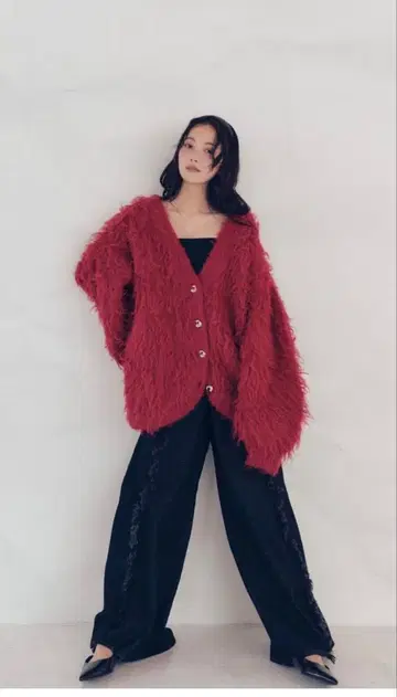 andequal unique button cardigan red
