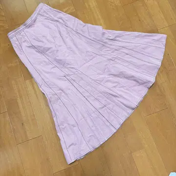 핑크 코튼 플레어 스커트