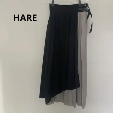 하레 HARE 롱 플리츠 스커트 사이드 벨트