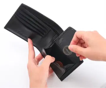 이단 접이식 지갑 남성용 지갑 안티스키밍 블랙 심플 선물