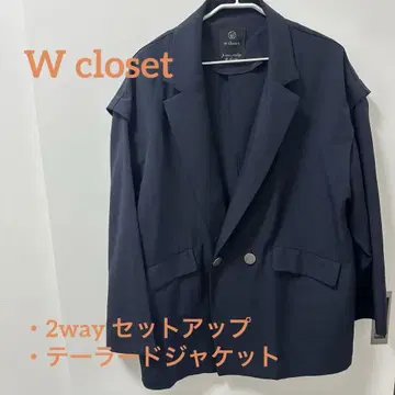 w closet 2way 셋업 네이비 테일러드 하프 팬츠