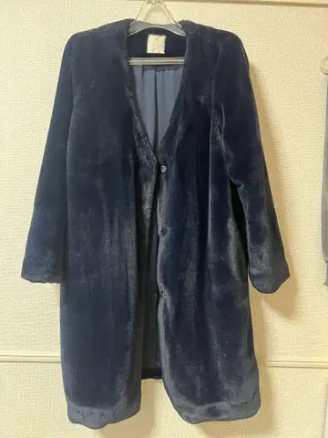 AG 네이비 플리스 롱 코트