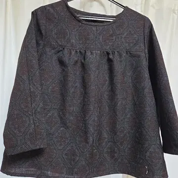 울 기모노 해체 다크 네이비 기하학 패턴 긴팔 상의