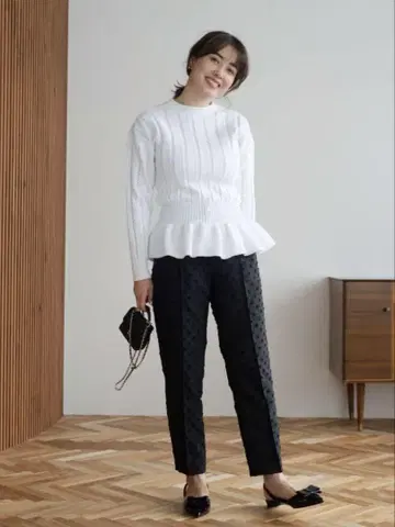 OHGA 오가 도트 팬츠 블랙 사이즈 S