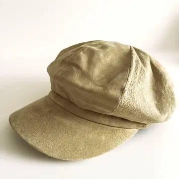 베이지 스웨이드 헌팅 캡 모자