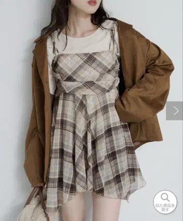 kastane 보타이 포함 체크 아지메 튜닉
