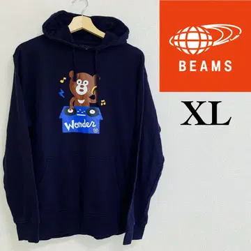 BEAMS XL 네이비 후드티