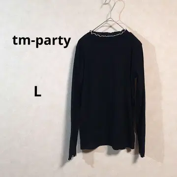 새상품급 tm-party L 사이즈 블랙 리브 프릴 긴팔 상의 /98