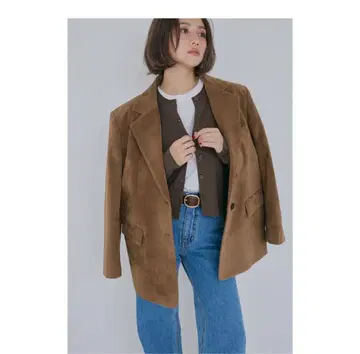 브라운 스웨이드 더블 브레스트 자켓