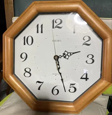 세이코 벽시계 나뭇결 쿼츠시계 팔각형