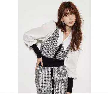 rienda 셔츠 콤비 Knit mini OP