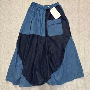 데님 패치워크 롱 스커트