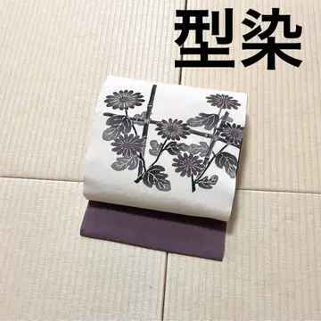 염색 국화 아이보리 크레이프 원단 9촌 나고야 오비