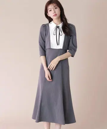 질스튜어트 레이어드 스타일 카라 부착 원피스