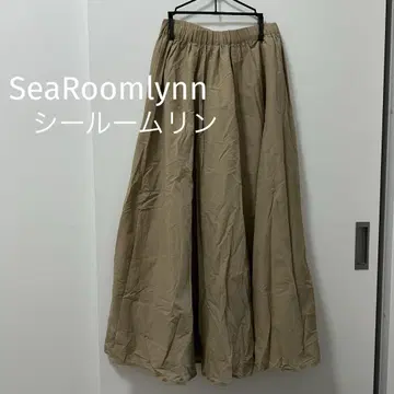 SeaRoomlynn 롱 스커트 베이지 봄/여름용 경량 안감 있음