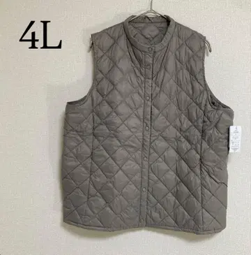 다운 베스트 경량 세탁 가능 퀼팅 다운 4L 빅 사이즈 베이지 계열
