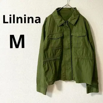 릴니나 자켓 M 카키 밀리터리풍 프론트 오픈 지퍼