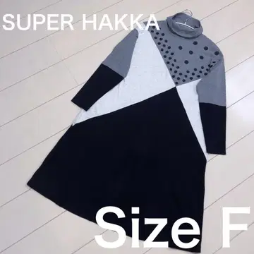 SUPER HAKKA [새상품급] 도트 무늬 터틀넥 긴팔 원피스 F