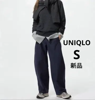 새상품 유니클로 저지 배럴 레그 팬츠 네이비 S