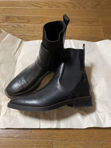 ZARA 블랙 사이드 고어 부츠 가죽 38