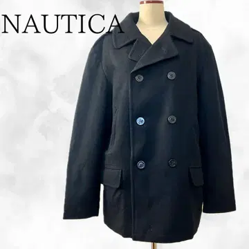 NAUTICA 블랙 더블 브레스트 피 코트
