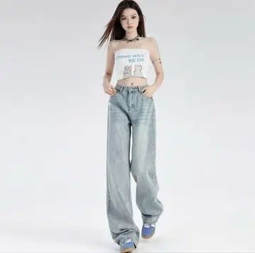 빈티지 루즈핏 데미지 데님 팬츠