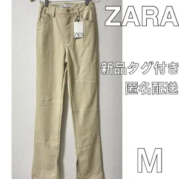 [ 새상품 ] ZARA 인조 가죽 팬츠 M 아이보리 베이지 화이트 자라