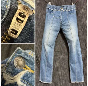 CHRISTIAN DADA 재구축 프린지 데님 스트레치 청바지 46