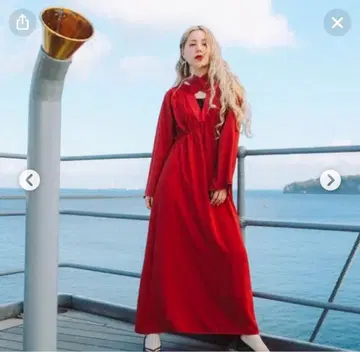 MARTE 리본 넥 원피스 빨간색 사사키 아카네