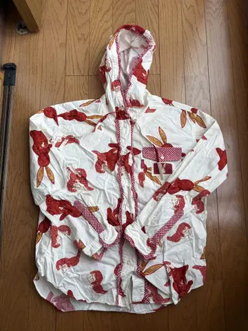 pink house 토끼 프린트 후드 부착 셔츠