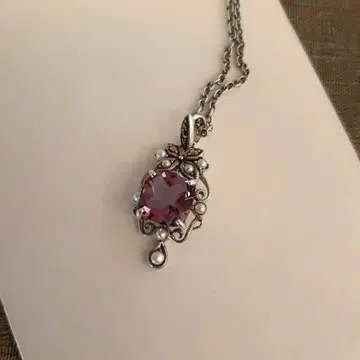 택 포함 새상품 록잔 실버 아메지스트&마카사이트&펄 목걸이