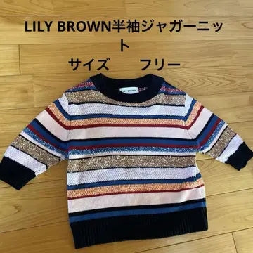 LILY BROWN 반팔 재규어 니트 원사이즈 멀티 컬러