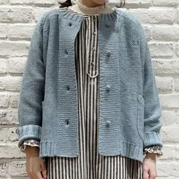 35th SA 자수 브리티시 울 가디건(블루)