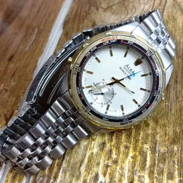 초레어 중고 작동품 V602-7010 세이코 알바 월드 타임 비행기 초침